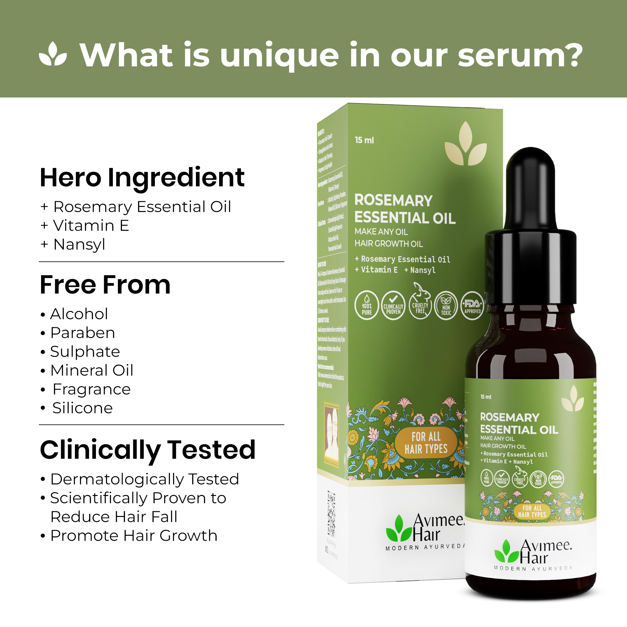 Rosemary Essential Hair Oil with Vitamin E and Nansyl